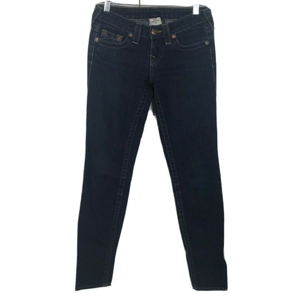 True Religion Jeans Womens Size 25 Gwen Skinny Low Rise Dark Wash Zip Ankle